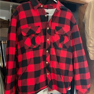 Red and Black Plaid Casual Button Down Shirt